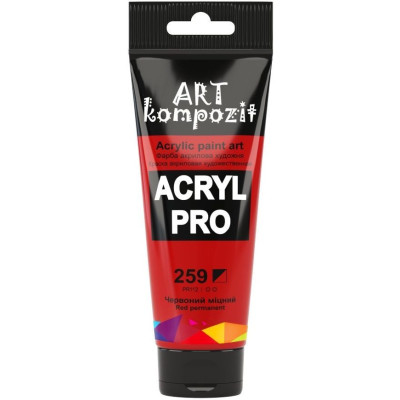 Фарба  Acryl PRO ART 75мл червоний міцний 259