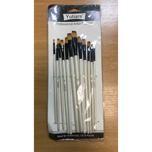 Набір пензлів-2  плоских синтетика  12шт