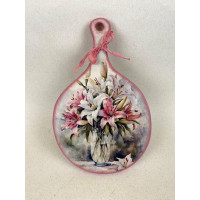 Дошка букова кругла з ручкою 20*30
