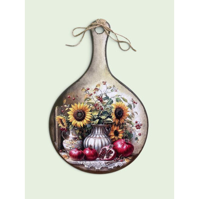 Дошка букова кругла з ручкою 20*30